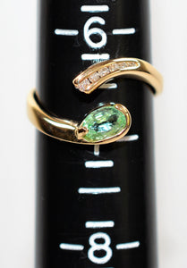 Natural Paraiba Tourmaline & Diamond Ring 14K Solid Gold .94tcw Gemstone Ring Adjustable Ring Stackable Ring Women's Ring Fine Birthstone Ring
