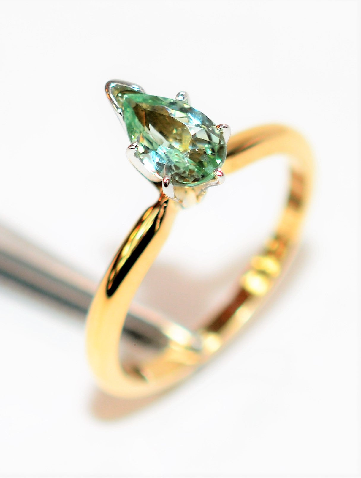 Natural Paraiba Tourmaline Ring 14K Solid Gold .62ct Solitaire Engagement Ring Gemstone Ring Bridal Jewelry Birthstone Ring Statement Ring