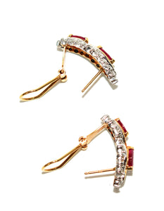 Natural Burmese Ruby & Diamond Earrings 14K Solid Gold 1.44tcw Earrings Vintage Earrings Statement Earrings Birthstone Earrings Estate Jewellery