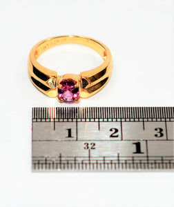 Natural Padparadscha Sapphire Ring 14K Solid Gold 1ct Solitaire Ring Gemstone Ring Pink Ring Engagement Ring Vintage Ring Estate Jewellery