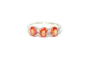 Natural Padparadscha Sapphire & Diamond Ring 14K Solid White Gold 2.07tcw Gemstone Ring September Birthstone Ring Band Ring Stackable Ring