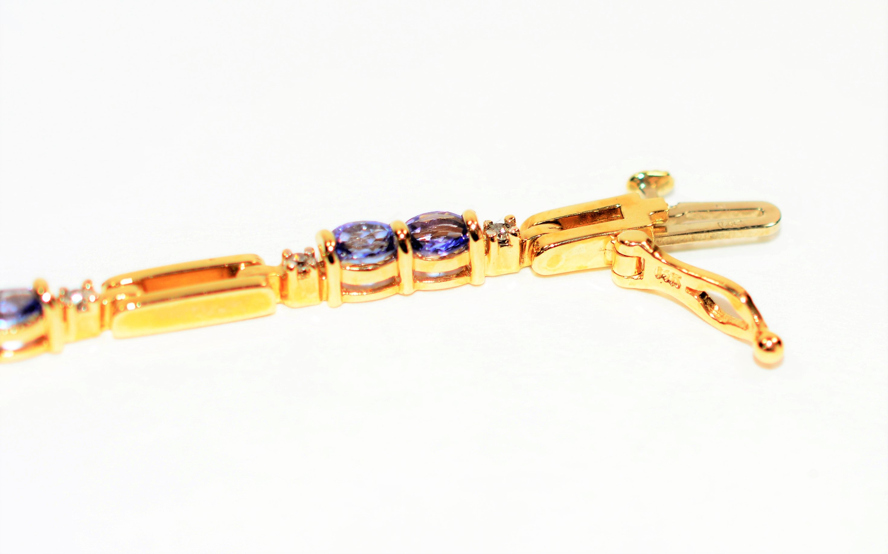Natural Tanzanite & Diamond Bracelet 14K Solid Gold 2.94tcw Tennis Bracelet Gemstone Bracelet Purple Bracelet Estate Jewelry Womens Bracelet