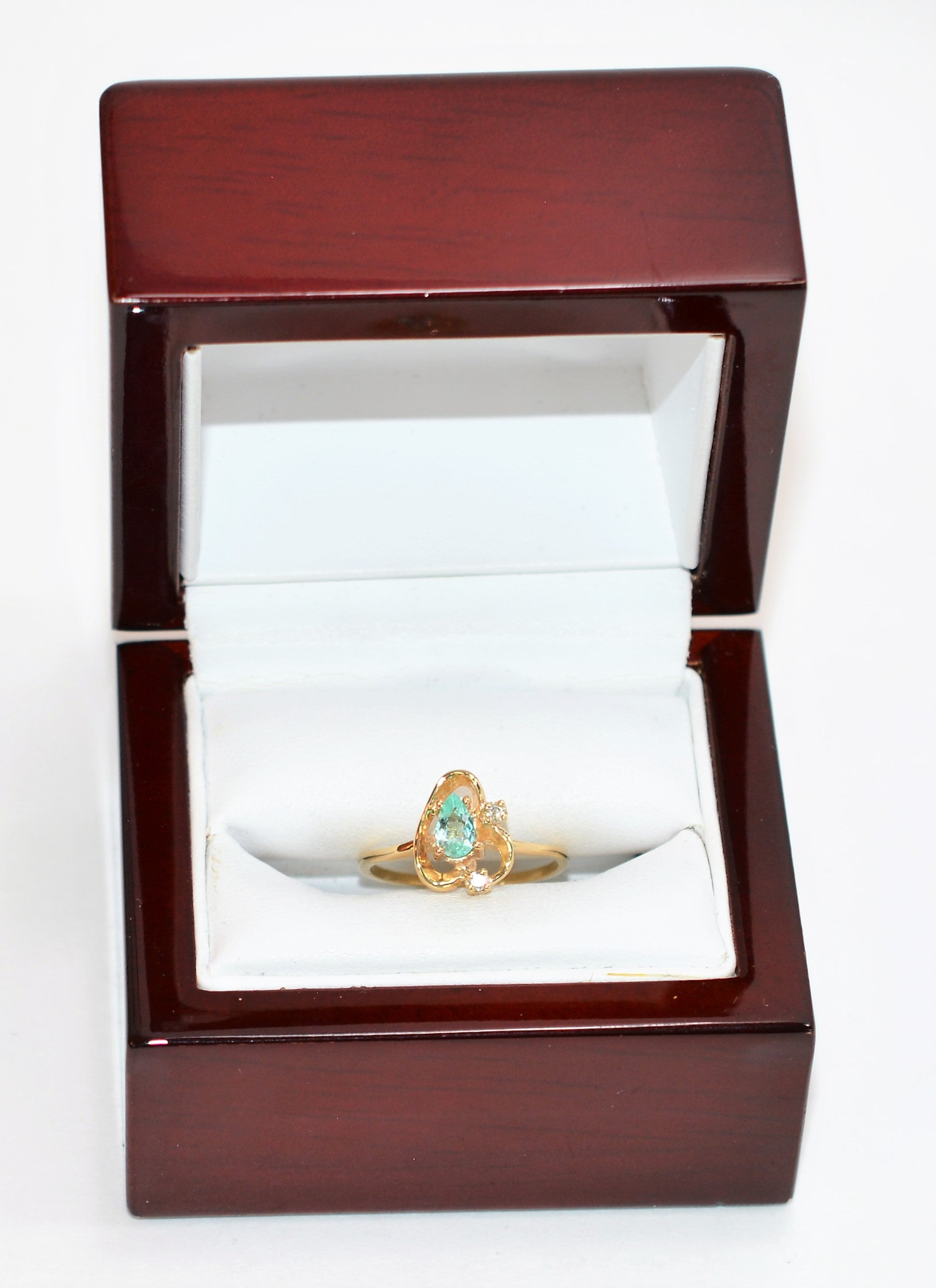 Natural Paraiba Tourmaline & Diamond Ring 10K Solid Gold .33tcw Fine Gemstone Women's Ring Estate Jewelry Birthstone Ring Vintage Jewellery