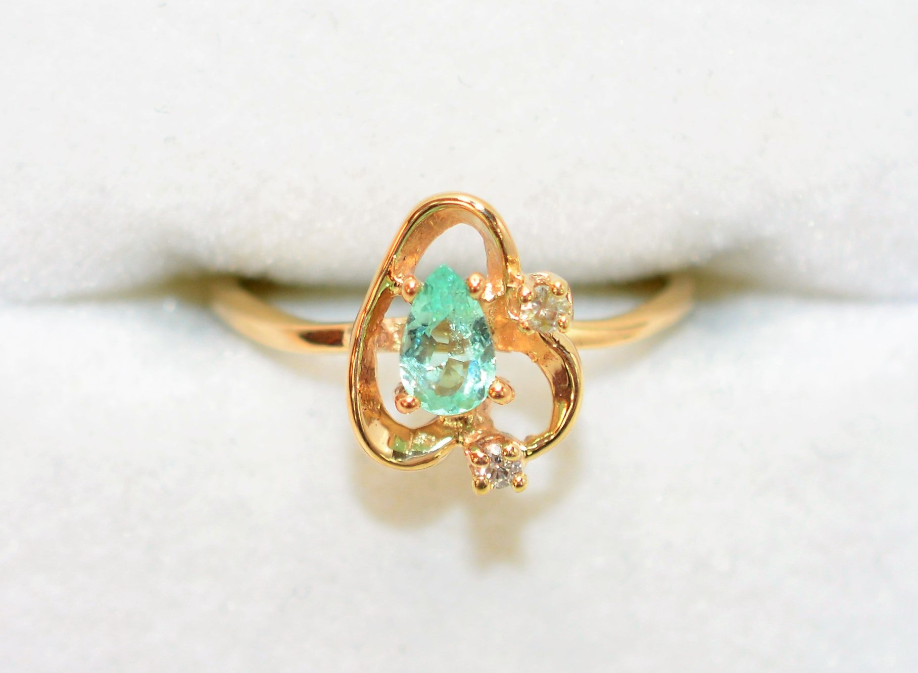 Natural Paraiba Tourmaline & Diamond Ring 10K Solid Gold .33tcw Fine Gemstone Women's Ring Estate Jewelry Birthstone Ring Vintage Jewellery