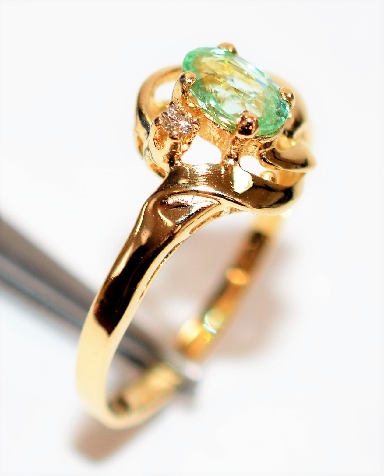 Natural Paraiba Tourmaline & Diamond Ring 14K Solid Gold .48tcw Gemstone Birthstone Women's Estate Jewelry Promise Ring Fine Jewellery