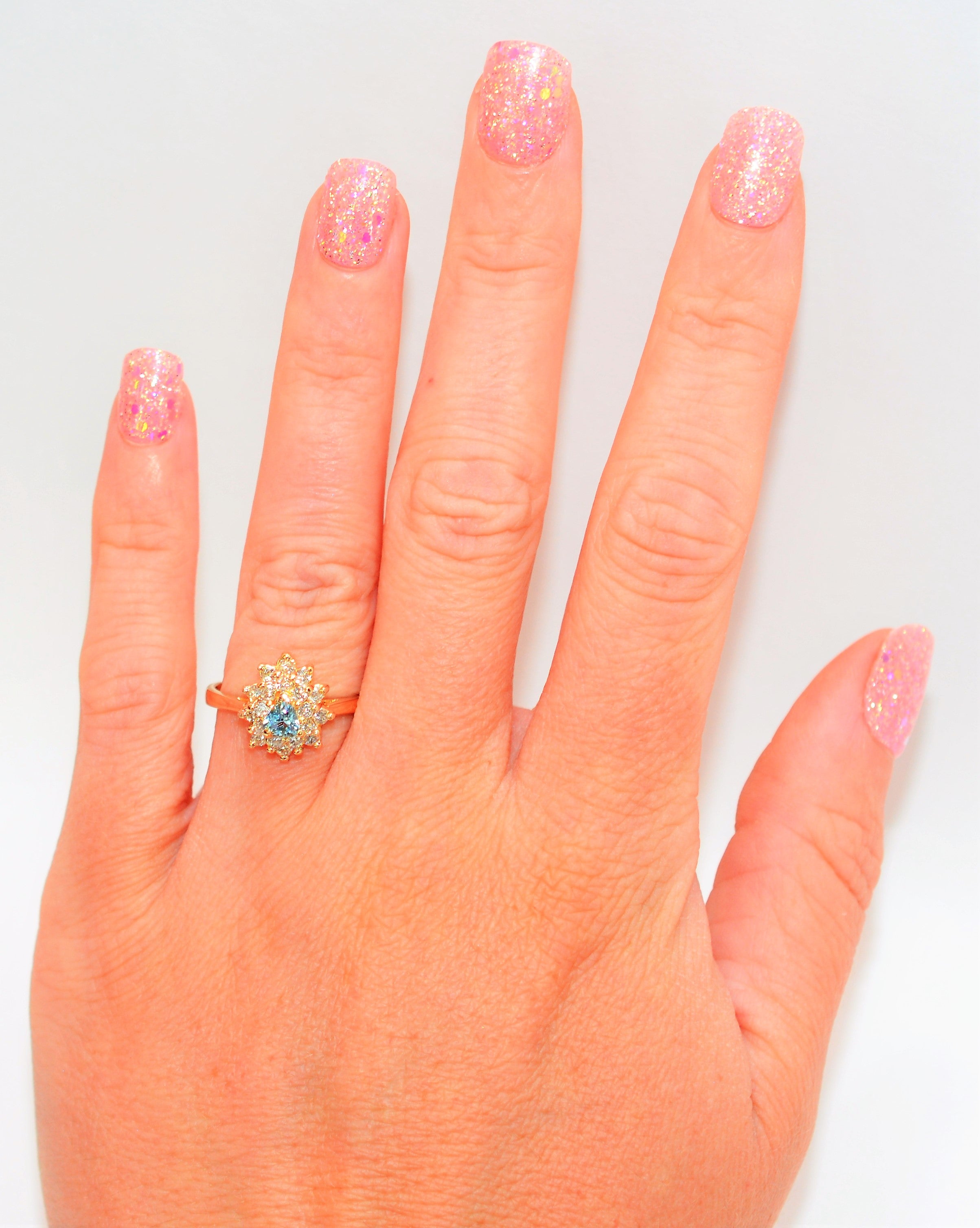Natural Paraiba Tourmaline & Diamond Ring 14K Solid Gold .65tcw Fine Gemstone Trillion Cut Fine Ladies Jewelry Women's Ring Estate Jewellery