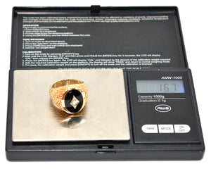 Natural Onyx & Diamond Ring 10K Solid Gold .10ct Mens Ring Statement Ring Gemstone Ring Vintage Ring Cocktail Ring Fine Estate Jewelry Birthstone