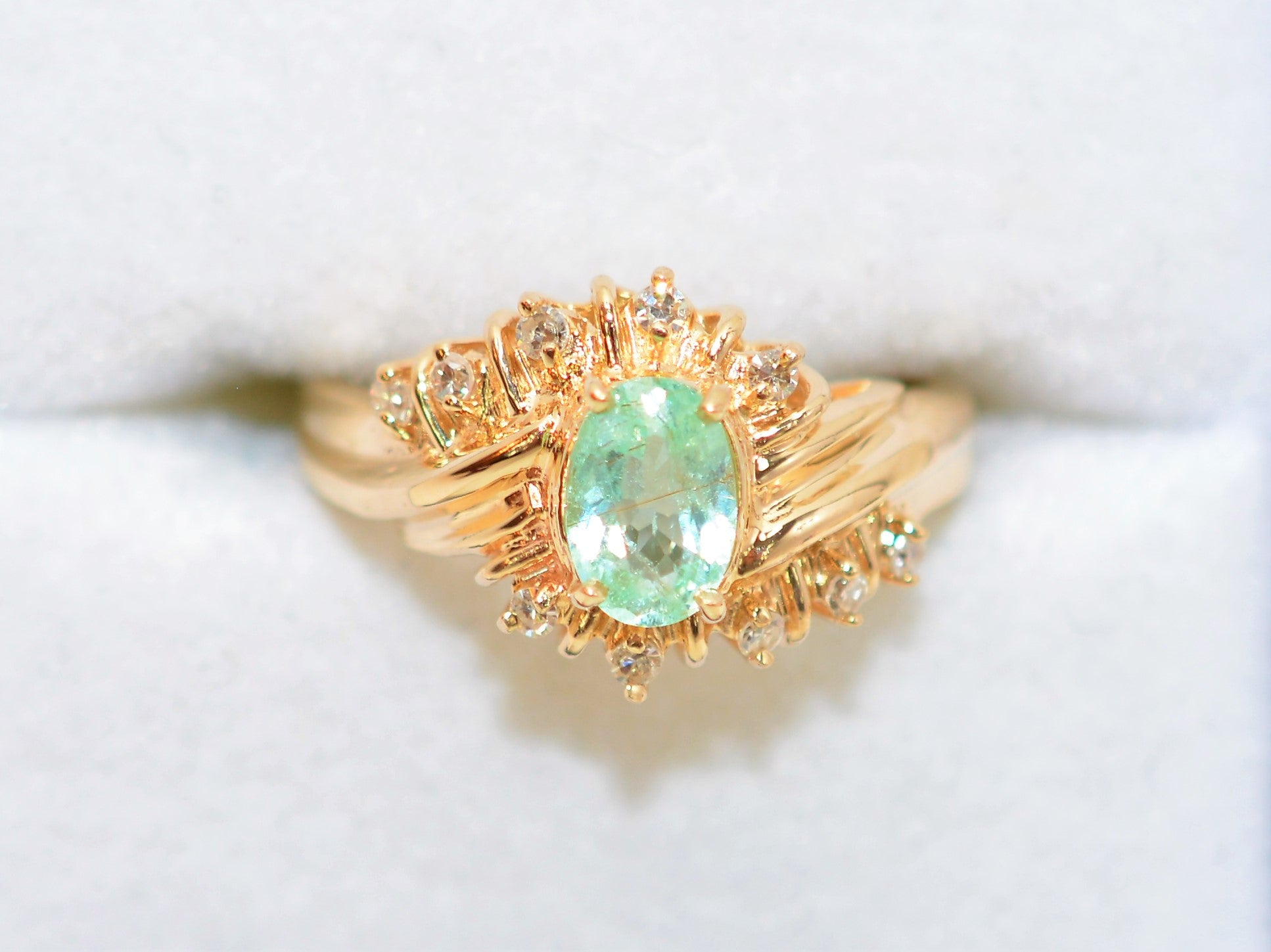 Natural Paraiba Tourmaline & Diamond Ring 14K Solid Gold .76tcw Fine Gemstone Women's Ring Ladies Ring Cluster Statement Ring Jewellery