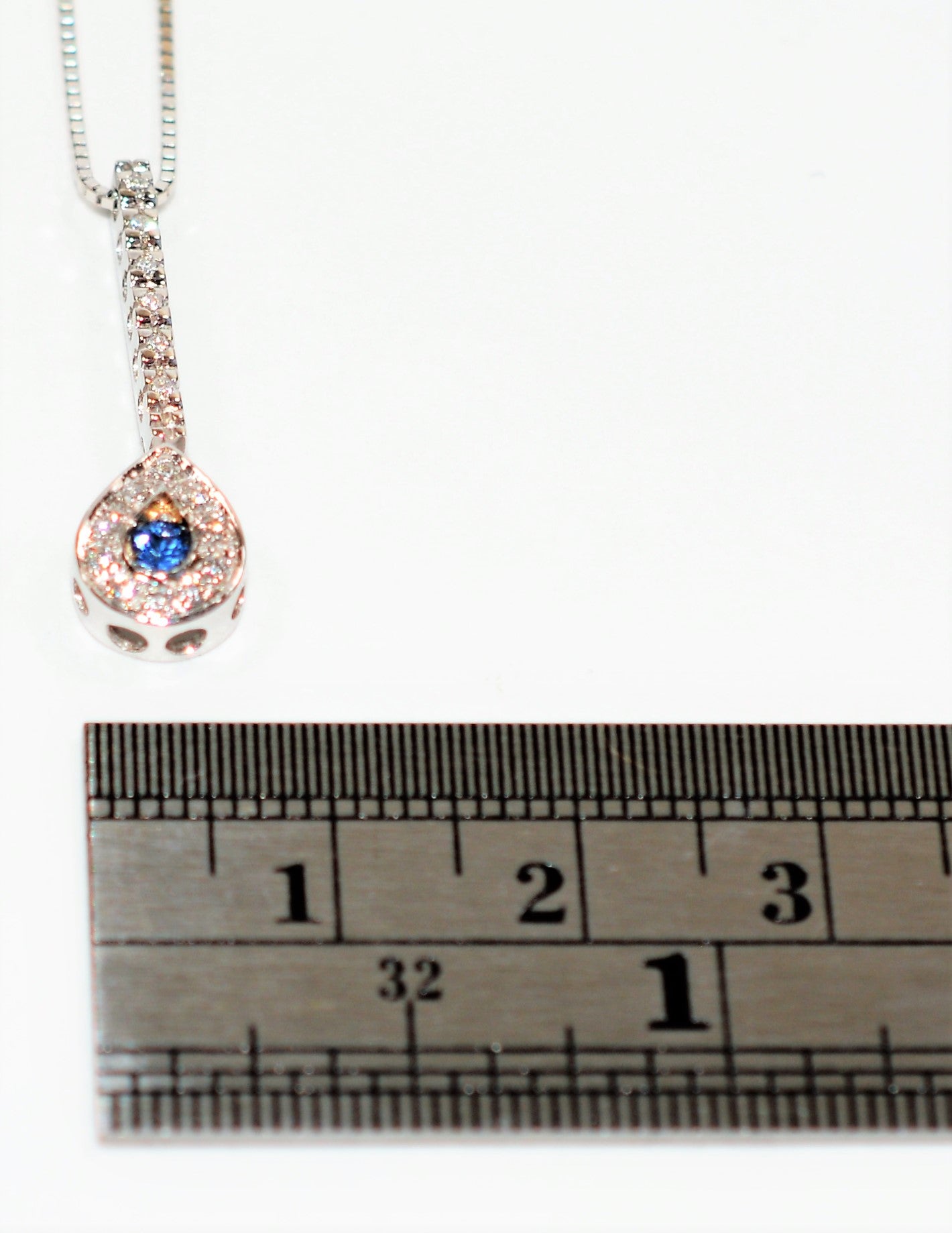 Natural Ceylon Sapphire & Diamond Necklace 18K Solid White Gold .27tcw Sapphire Pendant Ceylon Necklace Birthstone Necklace Women's Necklace