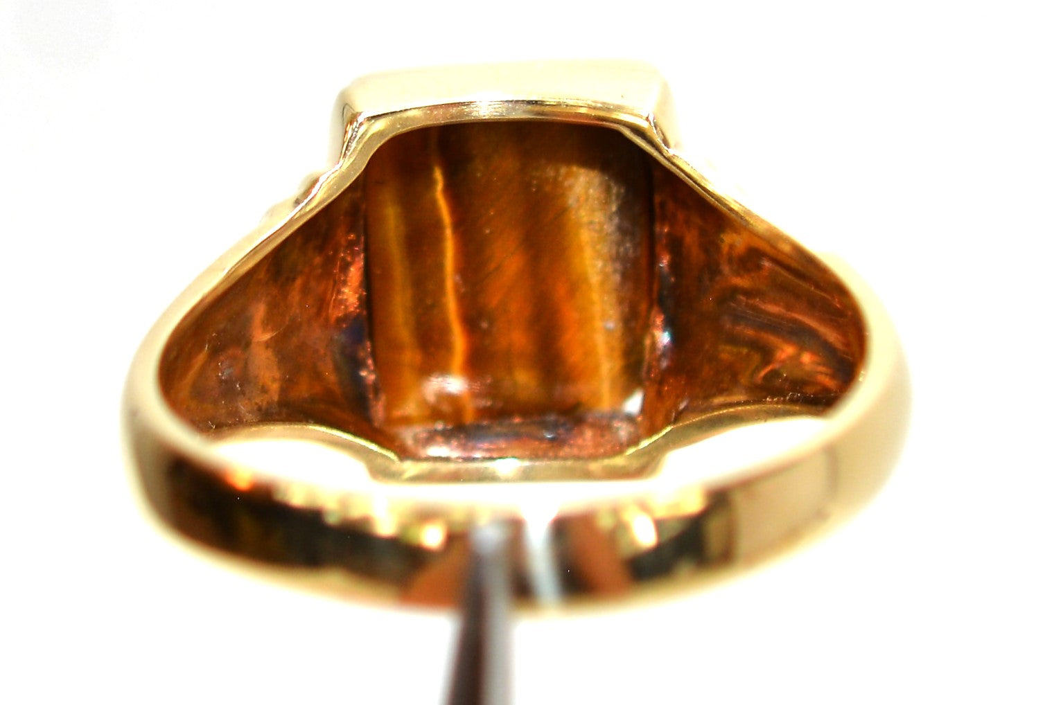Natural Tigers Eye Ring 10K Solid Gold Ring Intaglio Roman Solider Ring Cameo Ring Bust Ring Statement Ring Vintage Ring Estate Ring