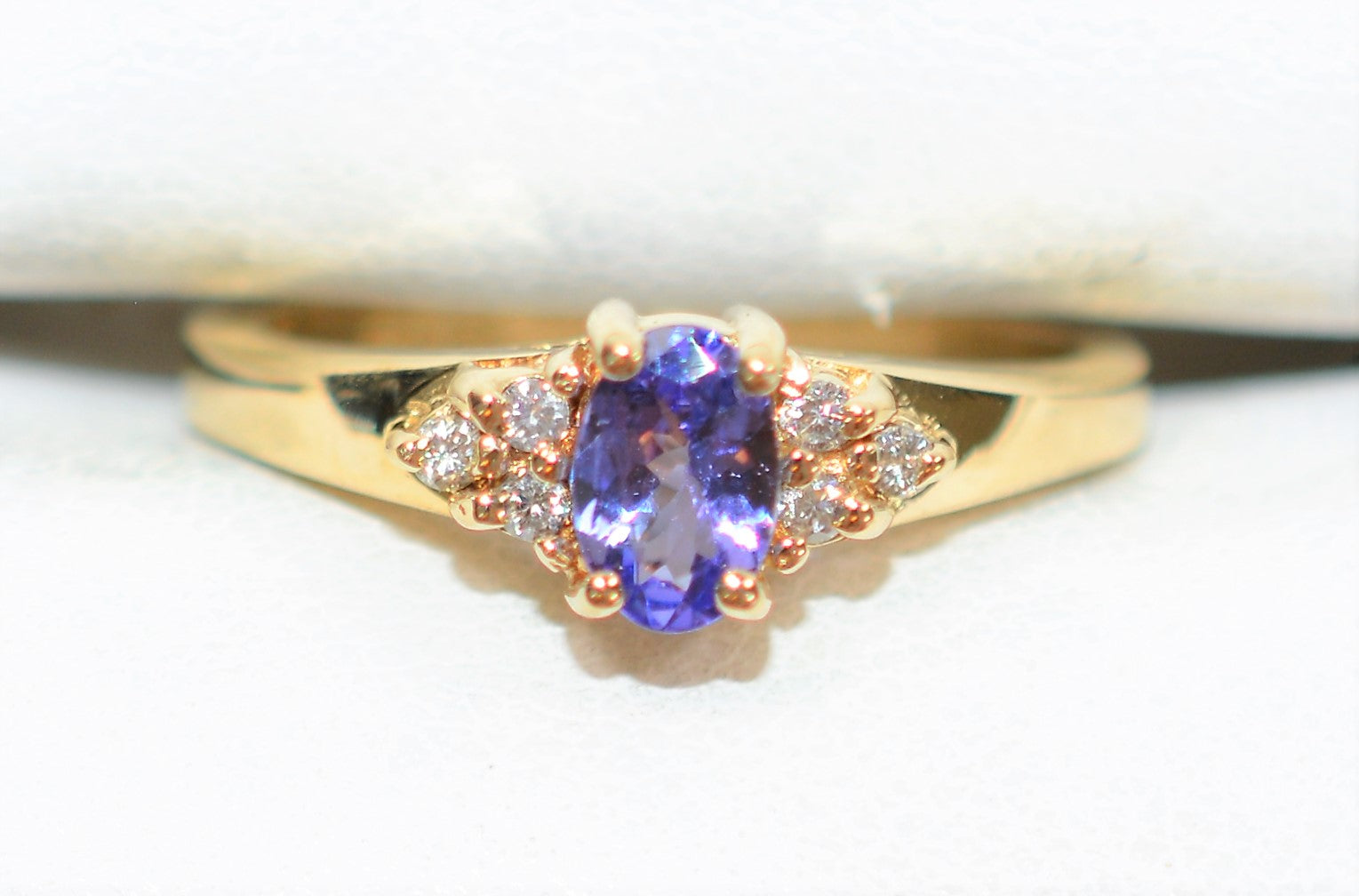 Natural Tanzanite & Diamond Ring 14K Solid Gold .76tcw Statement Ring Gemstone Ring December Birthstone Ring Ladies Ring Fine Estate Jewelry