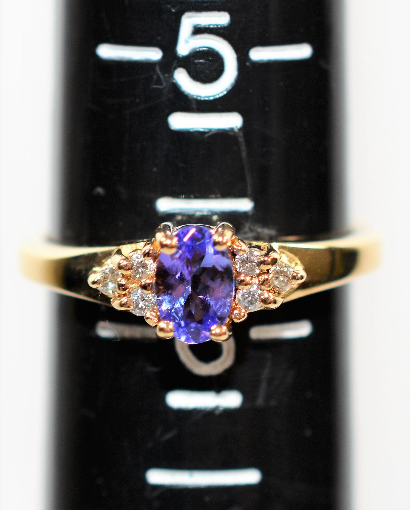 Natural Tanzanite & Diamond Ring 14K Solid Gold .50tcw Statement Ring Gemstone Ring December Birthstone Ring Ladies Ring Fine Estate Jewelry