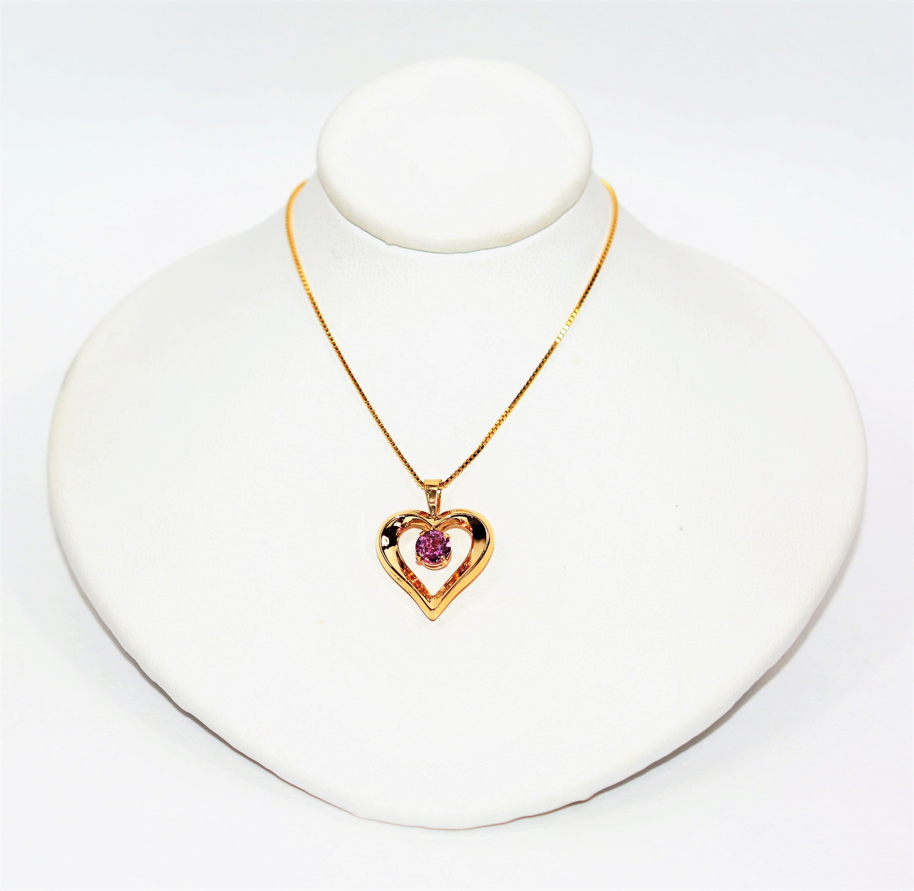 Natural Padparadscha Sapphire Necklace 10K Solid Gold .52ct Heart Pendant Solitaire Necklace Pink Necklace Birthstone Necklace Fine Jewelry