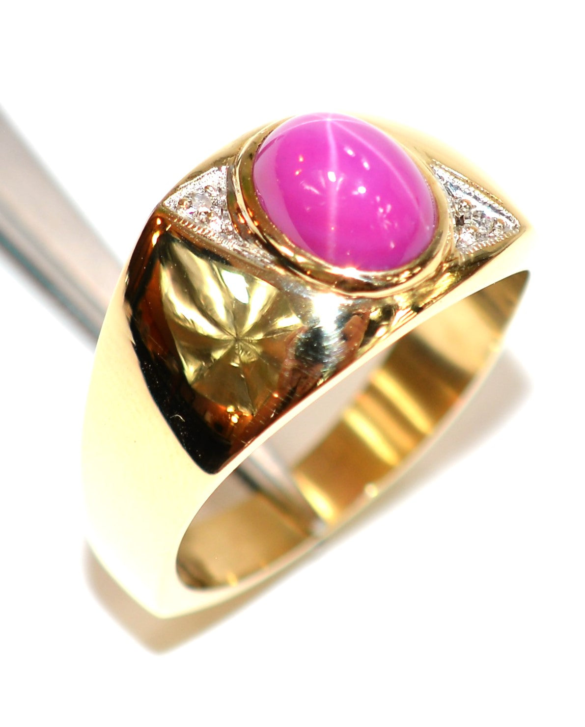 Linde Star Sapphire & Diamond Ring 14K Solid Gold 2.53tcw Gemstone Ring Statement Ring Cocktail Ring Birthstone Ring Vintage Ring Estate