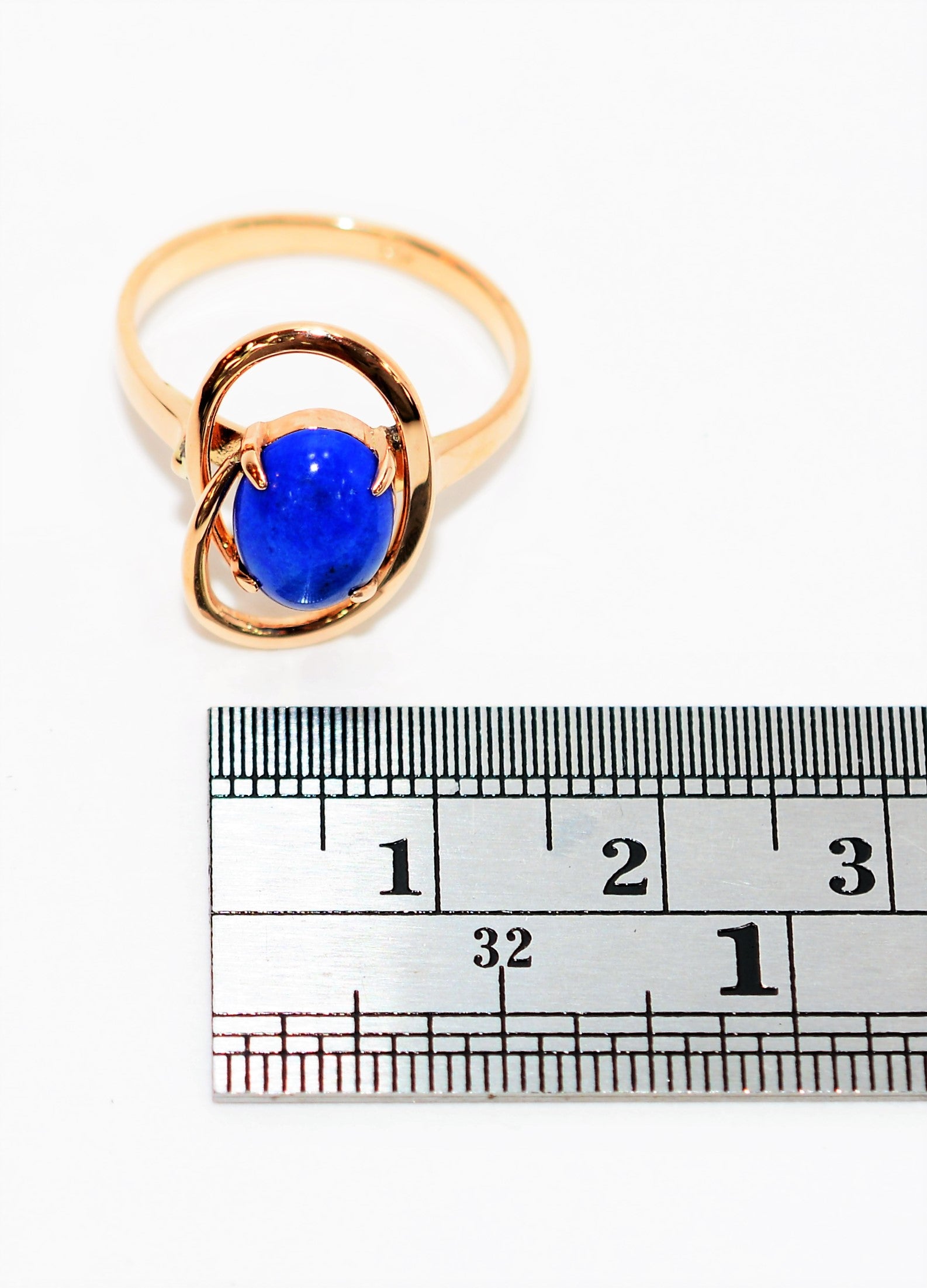 Natural Lapis Lazuli Ring 14K Solid Rose Gold Gemstone Ring Blue Ring Birthstone Ring Solitaire Ring Fine Ring Estate Jewelry Vintage Ring