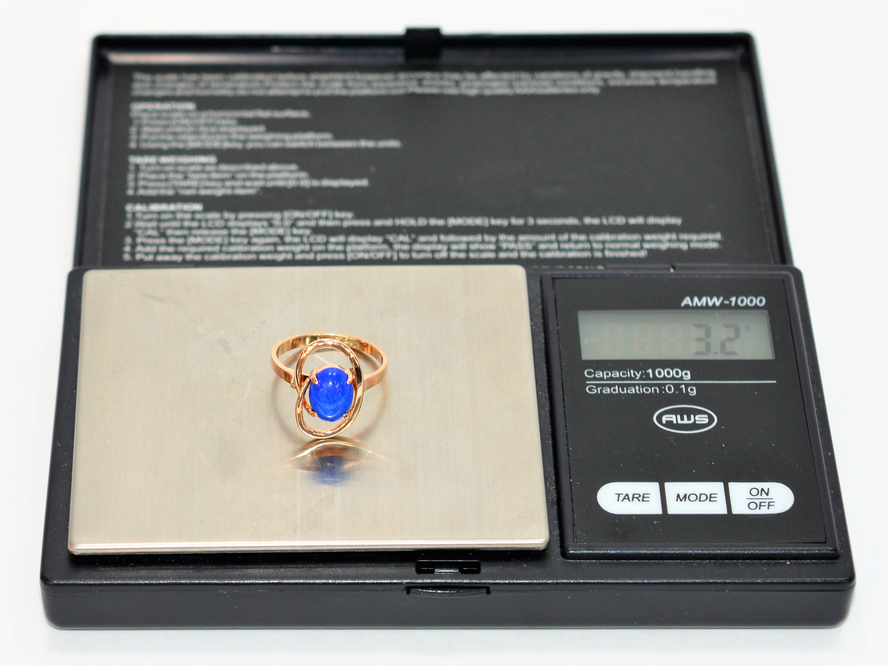 Natural Lapis Lazuli Ring 14K Solid Rose Gold Gemstone Ring Blue Ring Birthstone Ring Solitaire Ring Fine Ring Estate Jewelry Vintage Ring