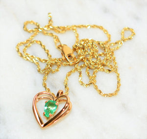 Natural Paraiba Tourmaline Necklace 14K Solid Gold .45ct Heart Necklace Solitaire Necklace Pendant Womens Necklace Green Necklace Birthstone