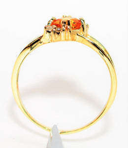 Natural Orange Sapphire & Diamond Ring 10K Solid Gold 1.06tcw September Birthstone Ring Gemstone Ring Orange Ring Women's Ring Ladies Ring