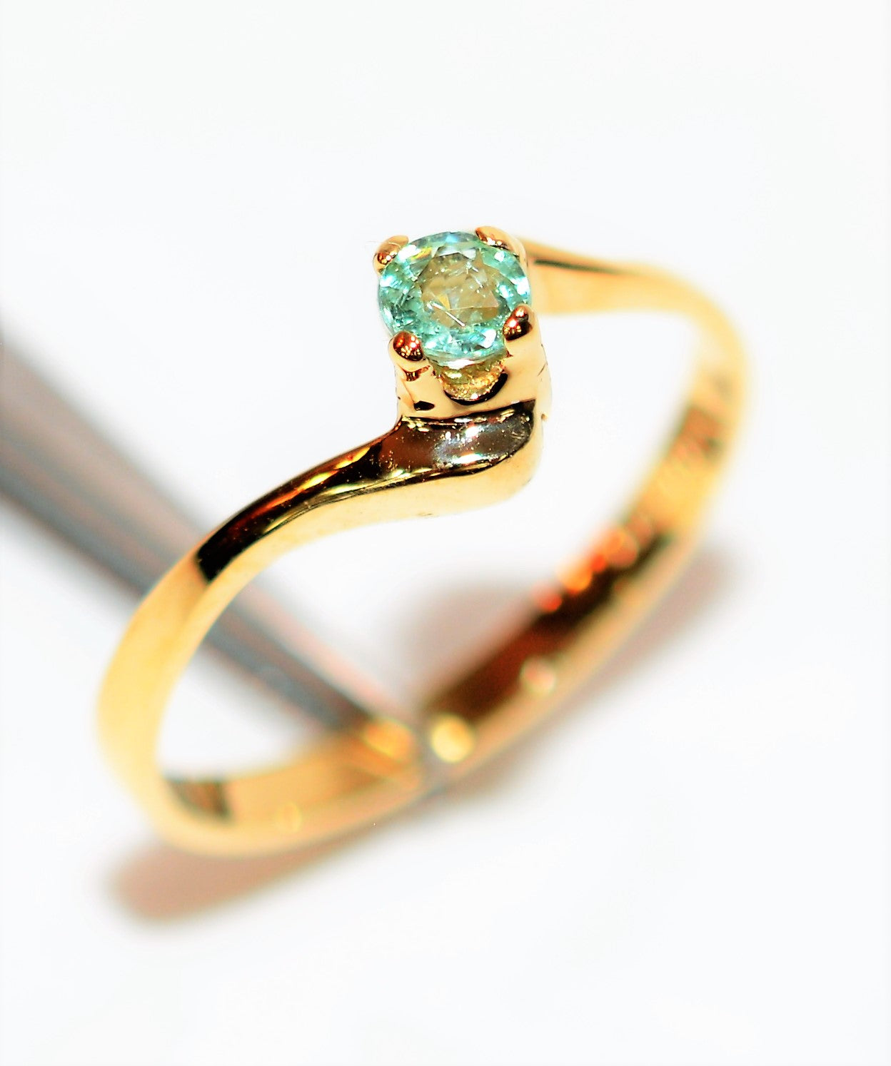 Natural Paraiba Tourmaline Ring 10K Solid Gold .17ct Solitaire Ring Gemstone Ring Women's Ring Birthstone Ring Fine Jewelry Engagement Ring
