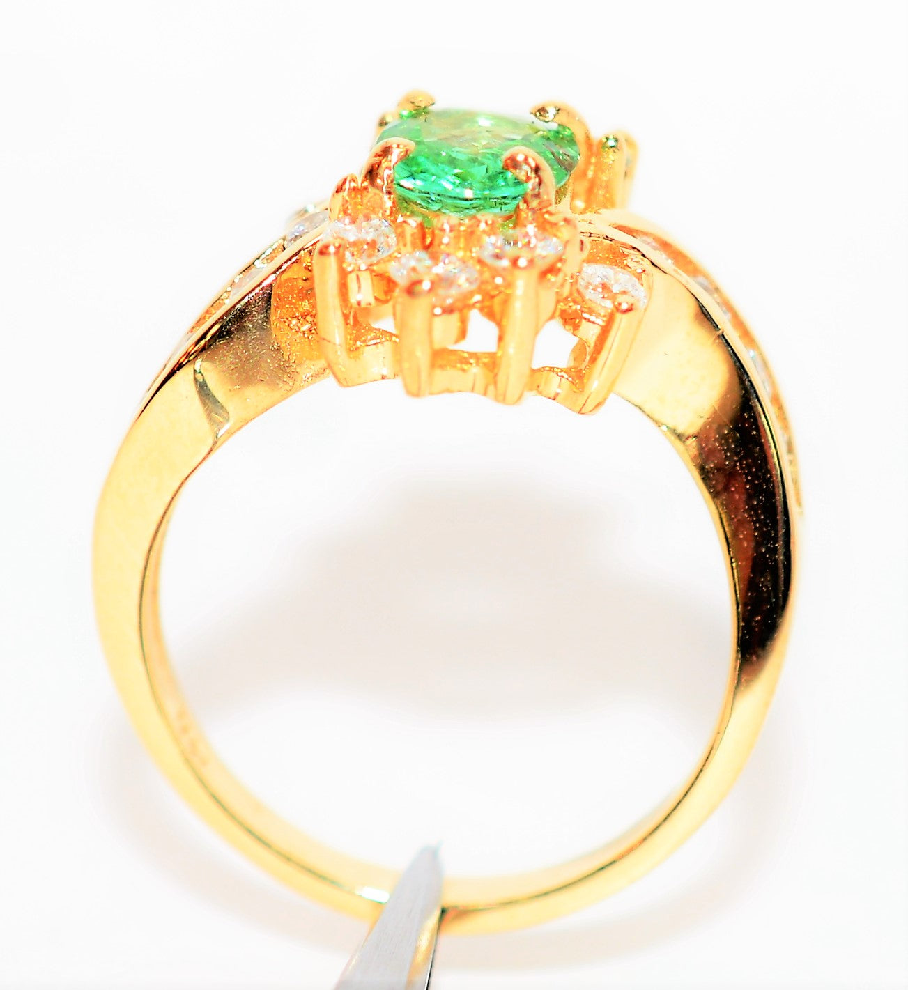Natural Paraiba Tourmaline & Diamond Ring 14K Solid Gold 1.31tcw Fine Gemstone Women's Ring Estate Jewelry Cluster Statement Ring