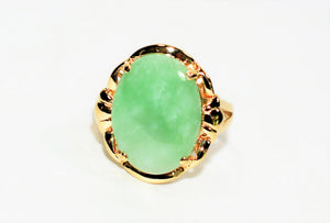 Natural Jade Ring 14K Solid Gold Antique Ring Statement Ring Solitaire Ring Cocktail Ring Green Ring Birthstone Ring Fine Women's Ring