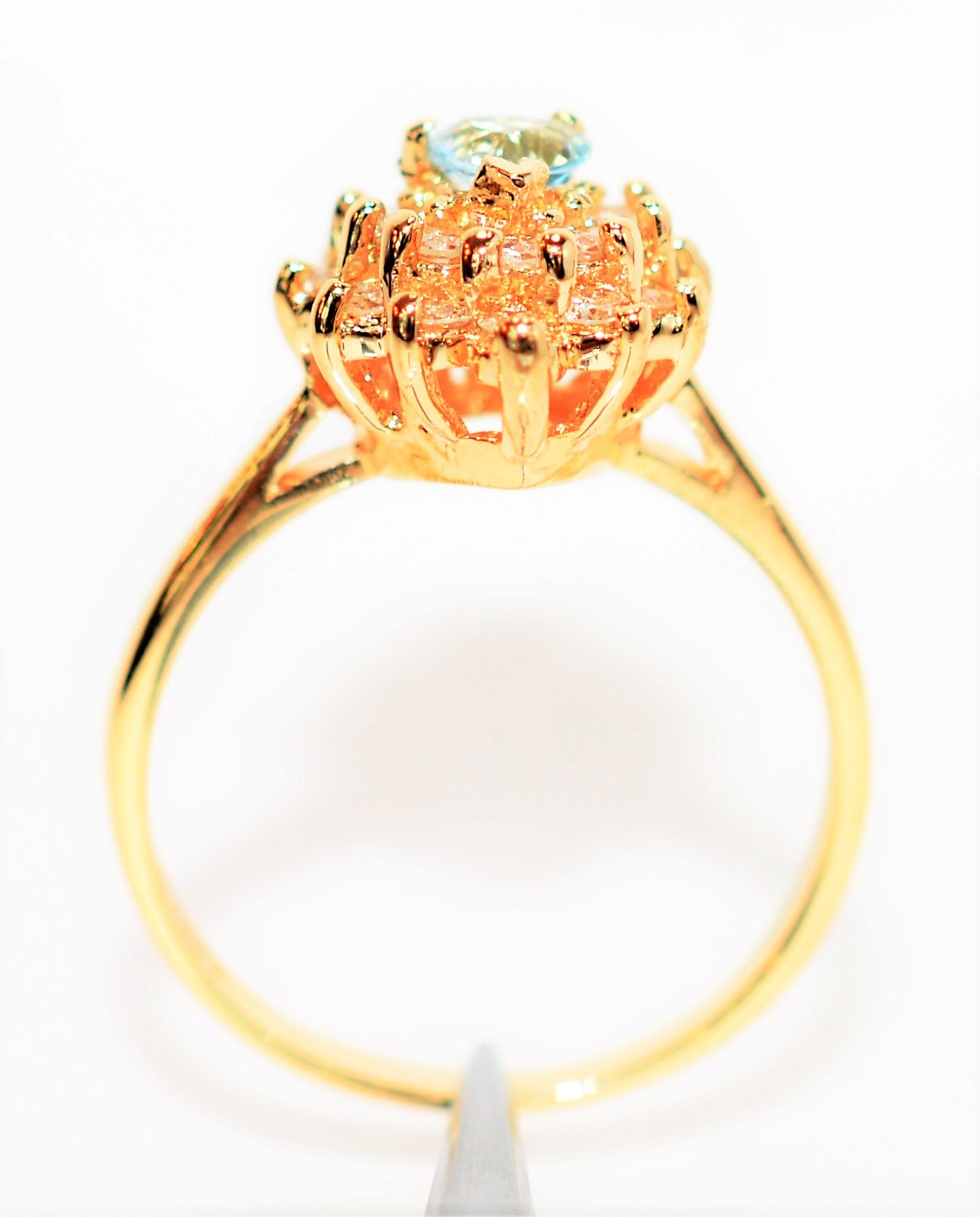 Natural Paraiba Tourmaline & Diamond Ring 14K Solid Gold .65tcw Fine Gemstone Trillion Cut Fine Ladies Jewelry Women's Ring Estate Jewellery