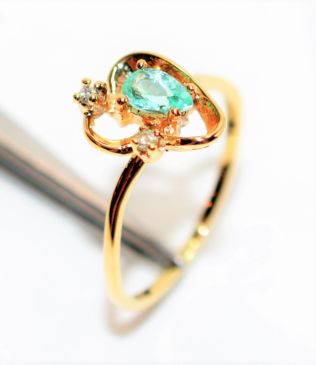 Natural Paraiba Tourmaline & Diamond Ring 10K Solid Gold .33tcw Fine Gemstone Women's Ring Estate Jewelry Birthstone Ring Vintage Jewellery