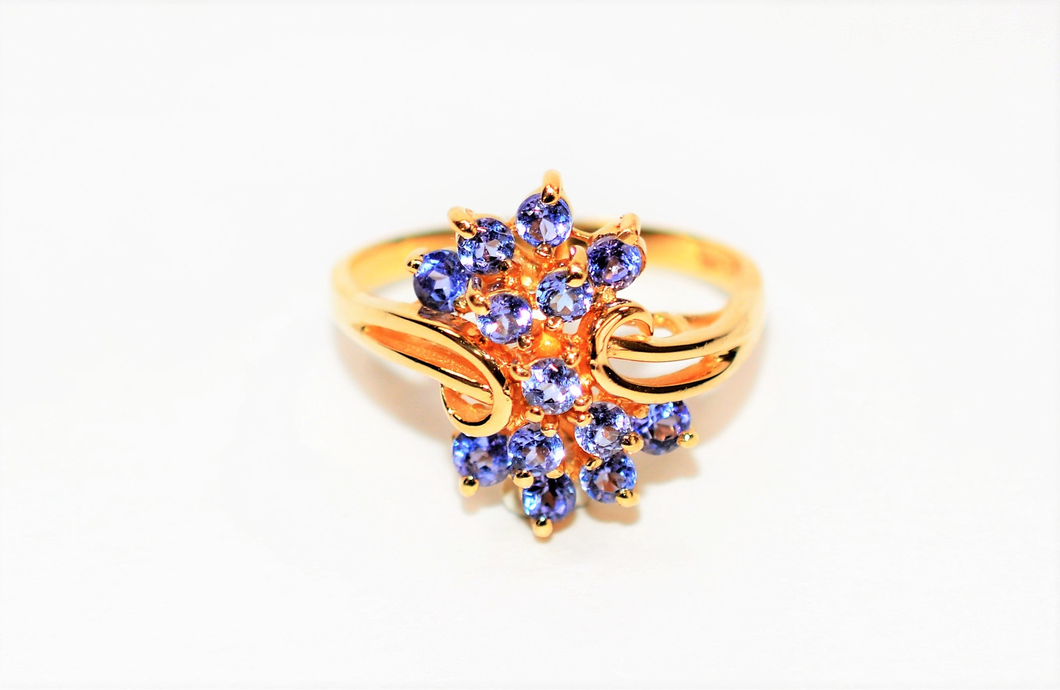 Natural Tanzanite Ring 14K Solid Gold 1.30tcw Cluster Ring Gemstone Ring December Birthstone Ring Statement Ring Cocktail Ring Fine Jewelry