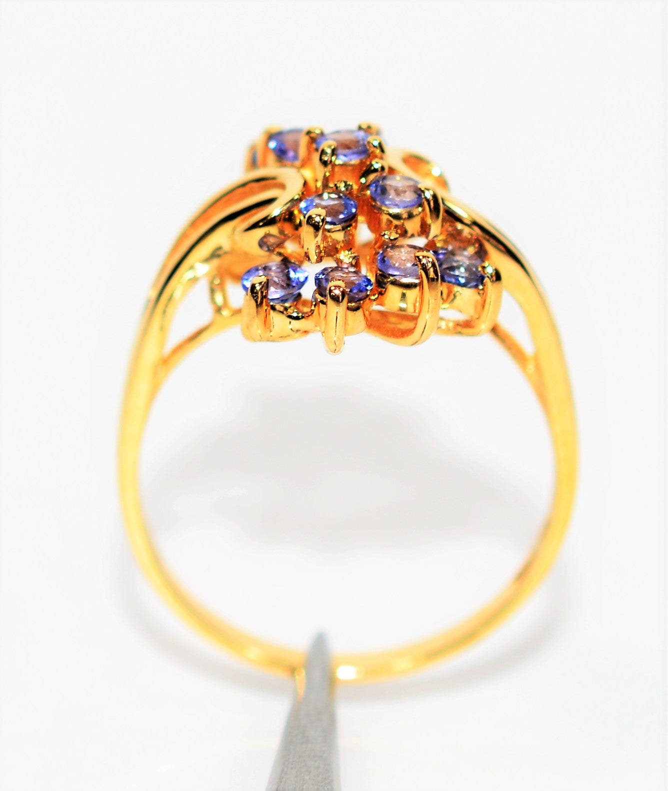 Natural Tanzanite Ring 14K Solid Gold 1.30tcw Cluster Ring Gemstone Ring December Birthstone Ring Statement Ring Cocktail Ring Fine Jewelry