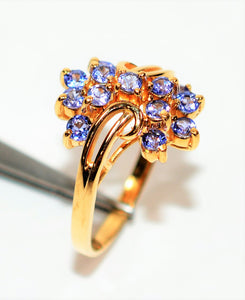 Natural Tanzanite Ring 14K Solid Gold 1.30tcw Cluster Ring Gemstone Ring December Birthstone Ring Statement Ring Cocktail Ring Fine Jewelry