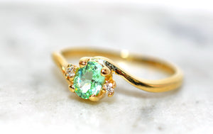 Natural Paraiba Tourmaline & Diamond Ring 14K Solid Gold .43tcw Birthstone Ring Gemstone Ring Statement Ring Estate Ring Fine Vintage Ring