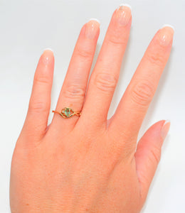 Natural Paraiba Tourmaline & Diamond Ring 10K Solid Gold .18tcw Fine Gemstone Birthstone Ring Vintage  Fine Estate Jewelry