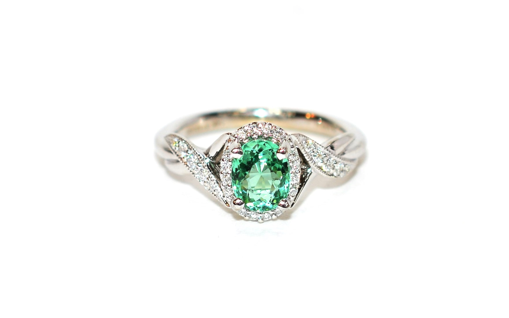 Gabriel Co. Certified Natural Brazilian Paraiba Tourmaline & Diamond Ring 14K White Gold 1.04tcw Engagement Ring Wedding Ring Cocktail Ring