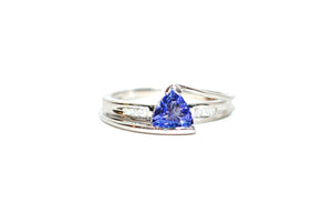 Natural Tanzanite & Diamond Ring 14K Solid White Gold 1.06tcw Gemstone Ring Tanzanite Ring Statement Ring Cocktail Ring Estate Ring Vintage