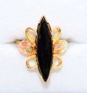 Natural Onyx Ring 10K Solid Gold Black Hills Dakota Jewelry Black Hills Ring Statement Ring Solitaire Ring Estate Ring Vintage Ring Nature