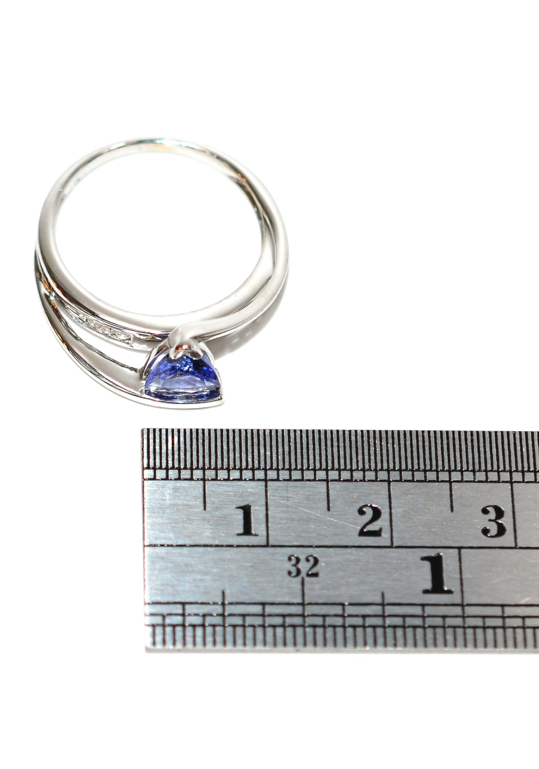 Natural Tanzanite & Diamond Ring 14K Solid White Gold 1.06tcw Gemstone Ring Tanzanite Ring Statement Ring Cocktail Ring Estate Ring Vintage