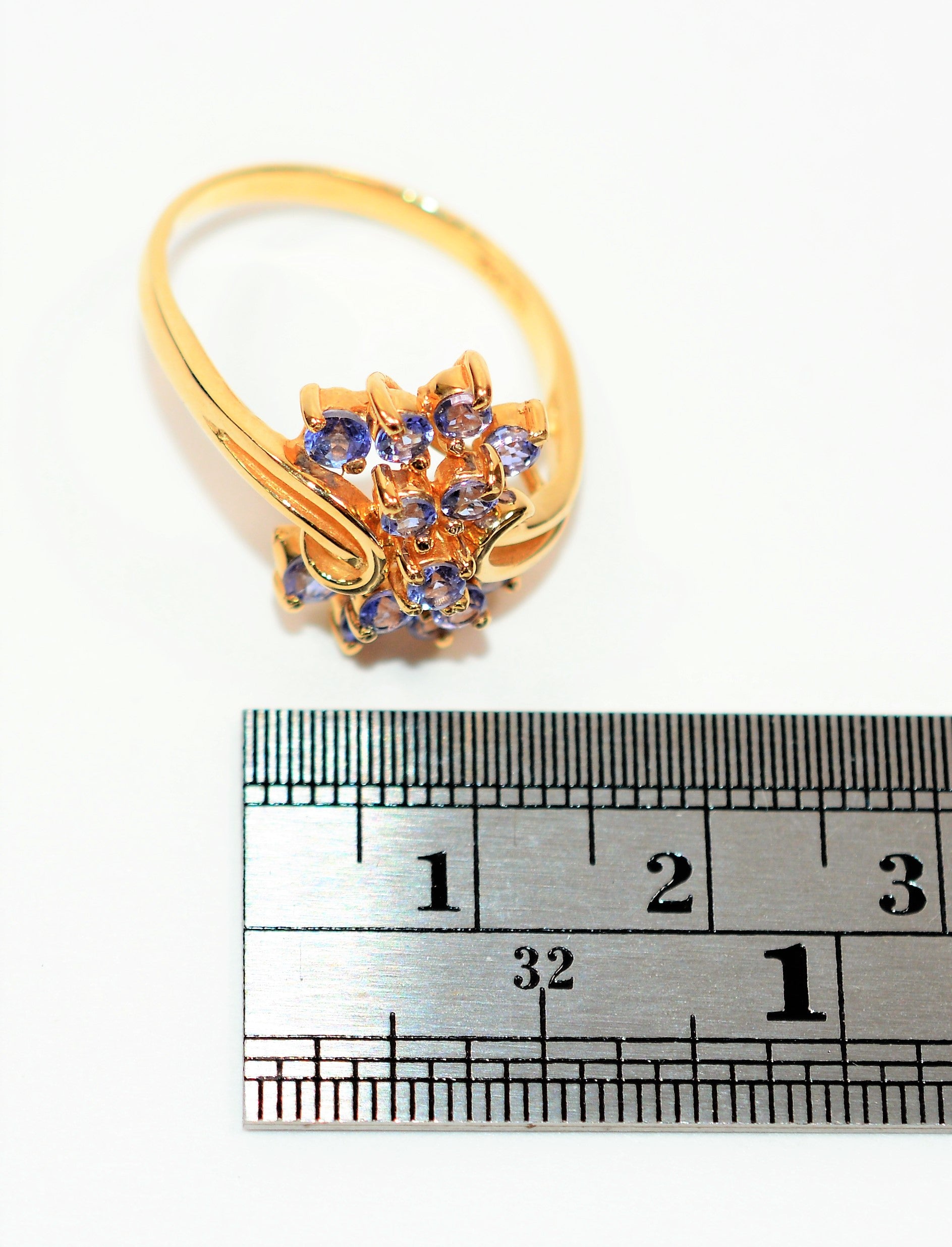 Natural Tanzanite Ring 14K Solid Gold 1.30tcw Cluster Ring Gemstone Ring December Birthstone Ring Statement Ring Cocktail Ring Fine Jewelry