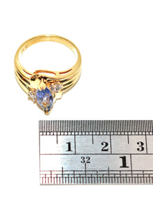 Natural Tanzanite & Diamond Ring 10K Solid Gold 1.14tcw Marquise Ring Gemstone Ring Birthstone Ring Statement Ring Cocktail Ring Estate Ring