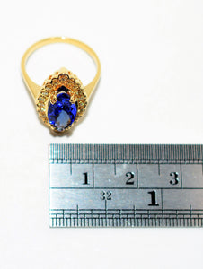Natural D'Block Tanzanite & Diamond Ring 14K Solid Gold 1.67tcw Tanzanite Ring Gemstone Ring December Birthstone Ring Marquise Ring Vintage