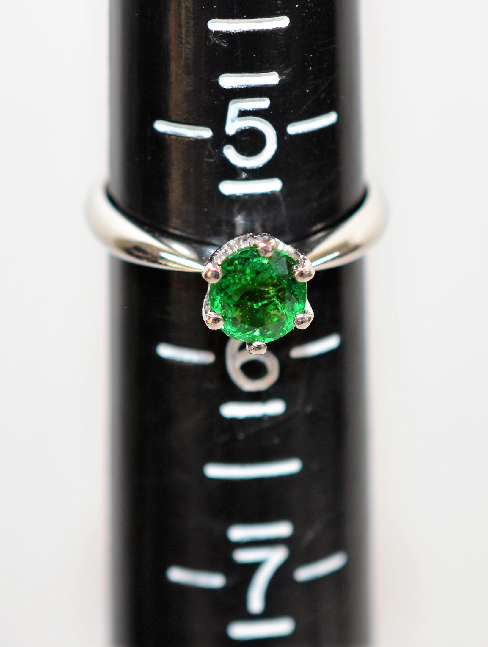 Natural Tsavorite Garnet Ring Solid Platinum .90ct Solitaire Ring Gemstone Ring Engagement Ring Women's Ring Wedding Ring Bridal Jewelry