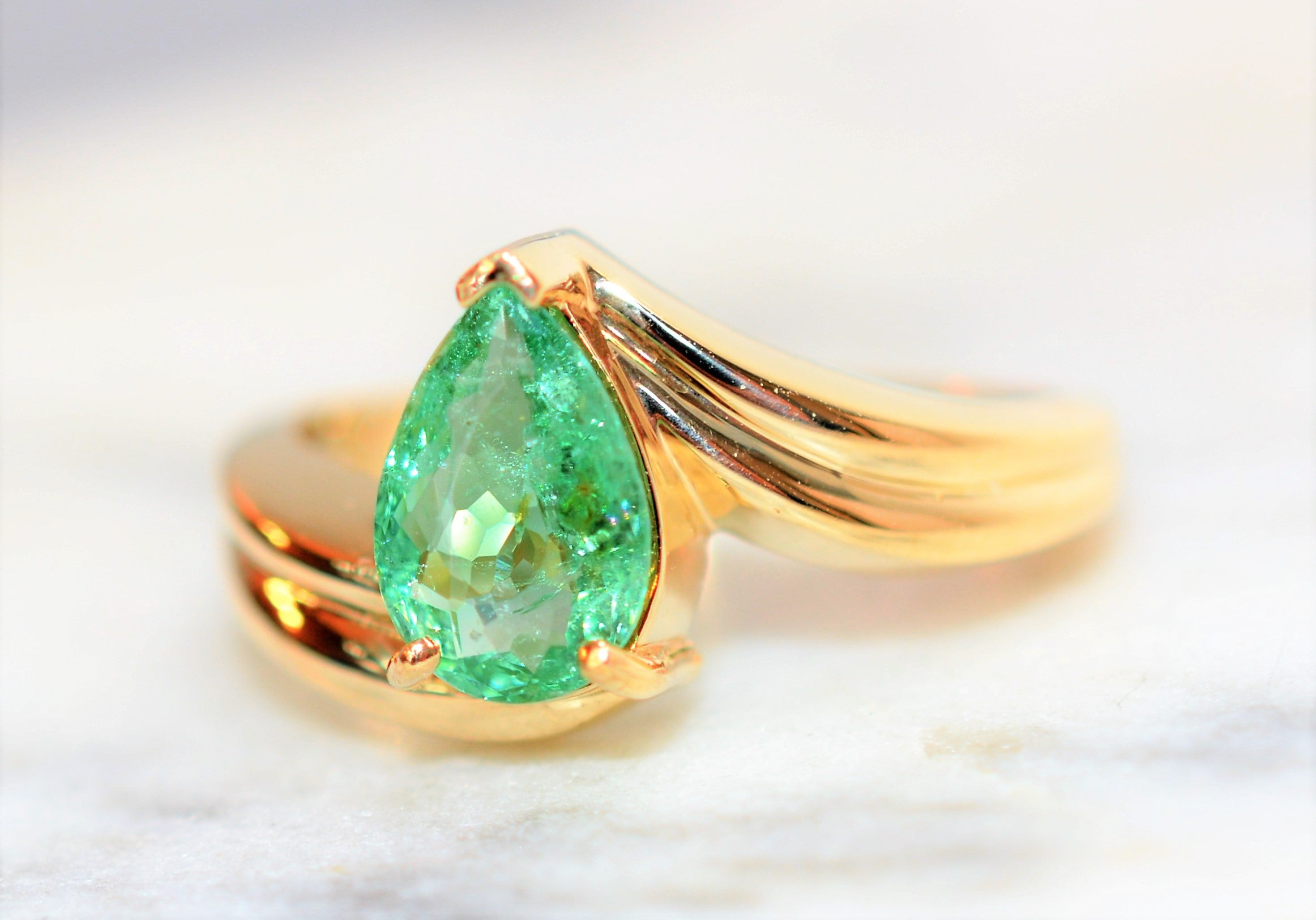 Natural Paraiba Tourmaline Ring 10K Solid Gold 1.27ct Solitaire Ring Pear Ring Gemstone Ring Women's Ring Ladies Ring Statement Ring Jewelry