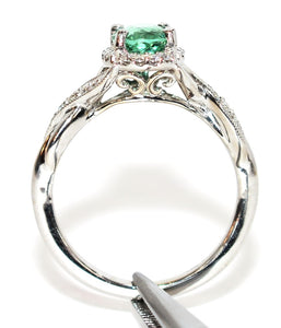Gabriel Co. Certified Natural Brazilian Paraiba Tourmaline & Diamond Ring 14K White Gold 1.04tcw Engagement Ring Wedding Ring Cocktail Ring