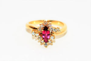 Natural Ruby & Diamond Ring 14K Solid Gold .72tcw Ruby Ring Gemstone Ring Birthstone Ring Engagement Ring Cocktail Statement Ring Estate