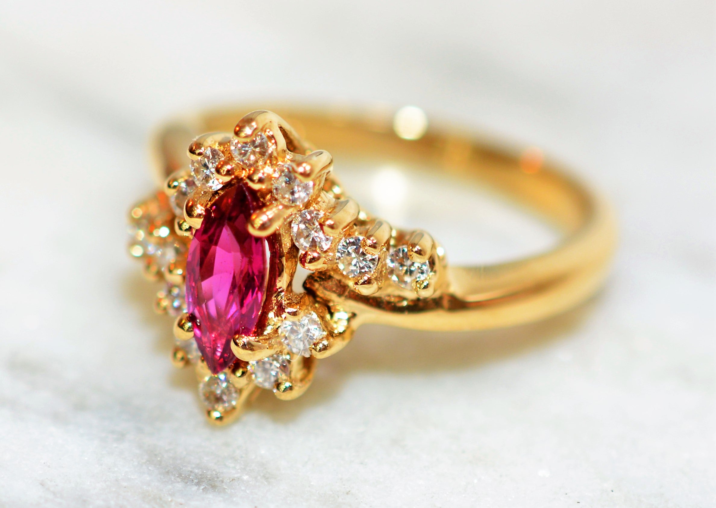 Natural Ruby & Diamond Ring 14K Solid Gold .80tcw Ruby Ring Gemstone Ring Birthstone Ring Engagement Ring Cocktail Statement Ring Estate