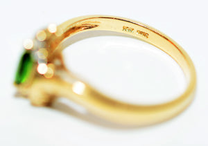 Natural Tsavorite Garnet & Diamond Ring 10K Solid Gold .30tcw January Birthstone Ring Garnet Ring Green Ring Ladies Ring Women's Ring Estate