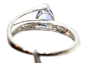 Natural Tanzanite & Diamond Ring 14K Solid White Gold .84tcw Gemstone Ring Tanzanite Ring Statement Ring Cocktail Ring Estate Ring Vintage