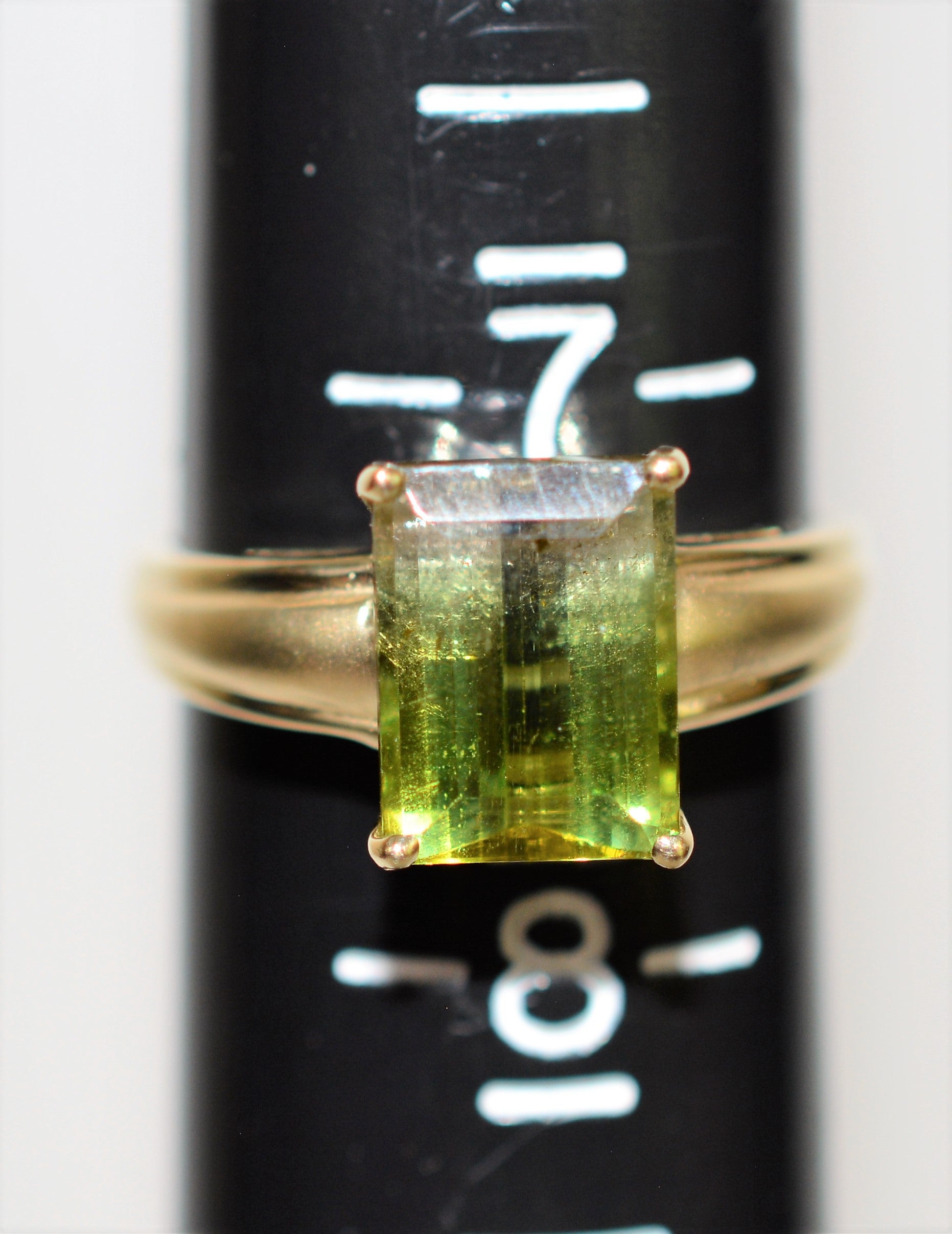 Natural Bi-Color Tourmaline Ring 10K Solid Gold 3.51ct Green Tourmaline Ring Solitaire Ring Statement Ring Women's Ring Fine Birthstone Ring