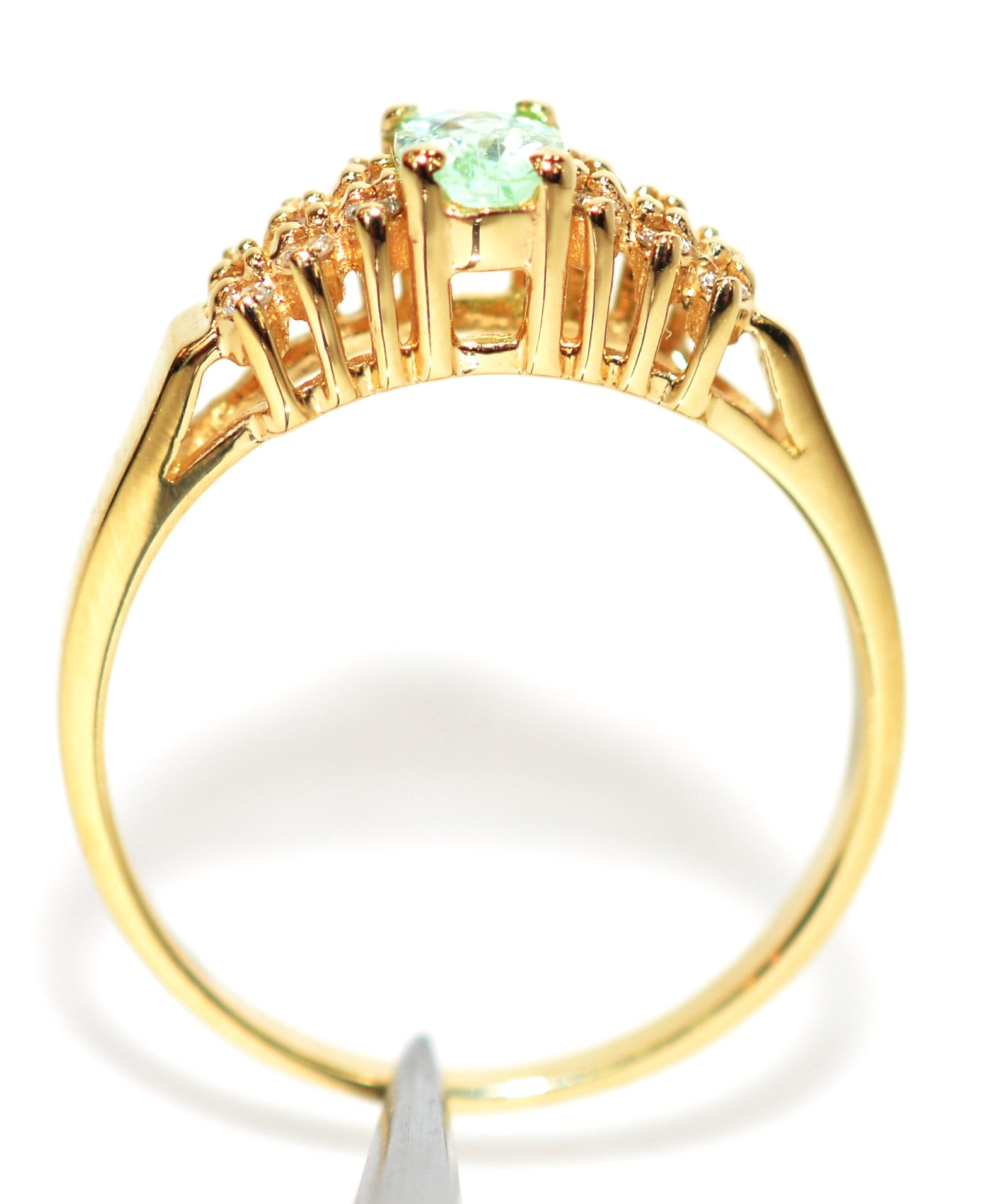 Natural Paraiba Tourmaline & Diamond Ring 14K Solid Gold .76tcw Cluster Ring Gemstone Ring Birthstone Ring Cocktail Ring Statement Ring