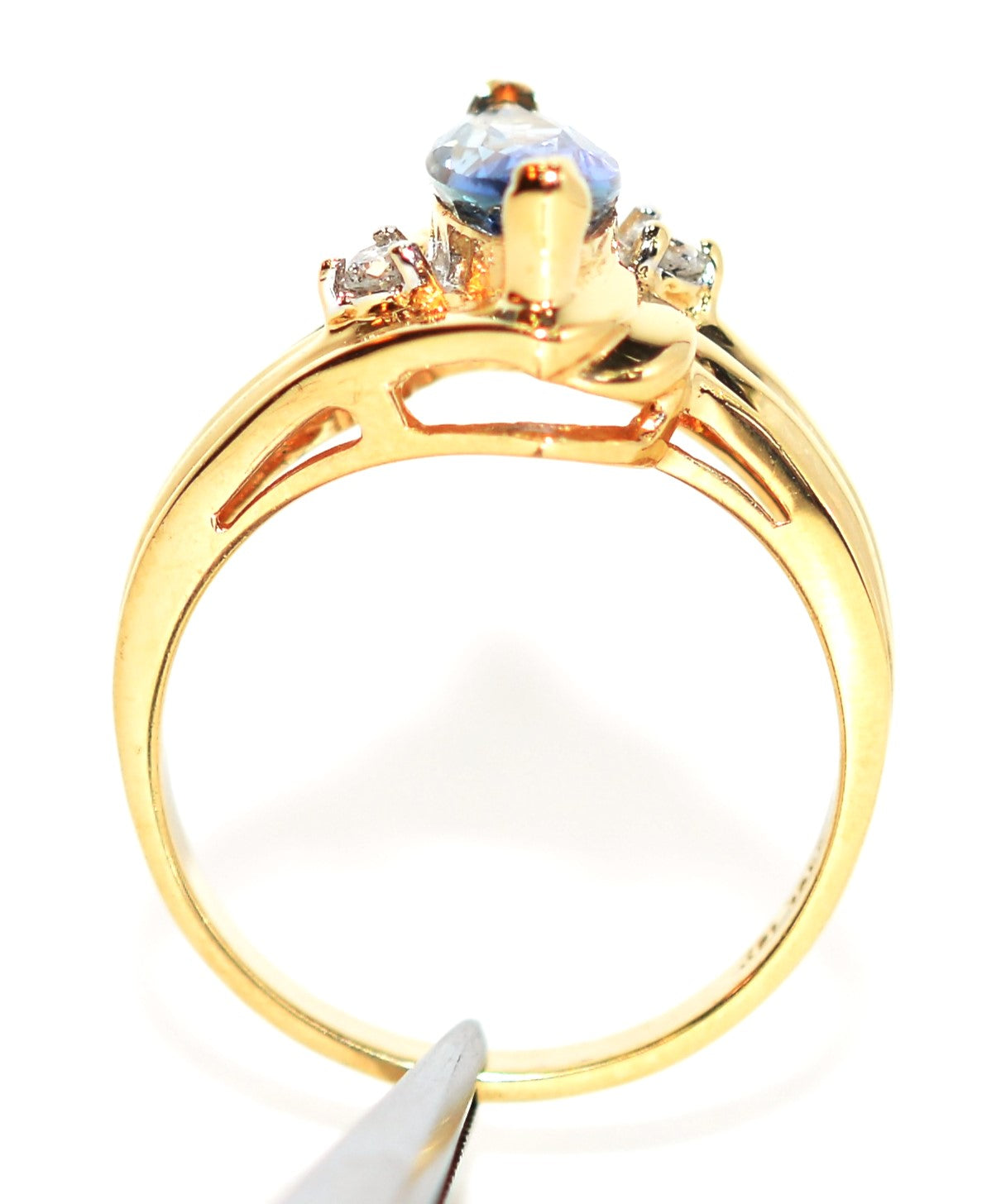 Natural Tanzanite & Diamond Ring 10K Solid Gold 1.14tcw Marquise Ring Gemstone Ring Birthstone Ring Statement Ring Cocktail Ring Estate Ring