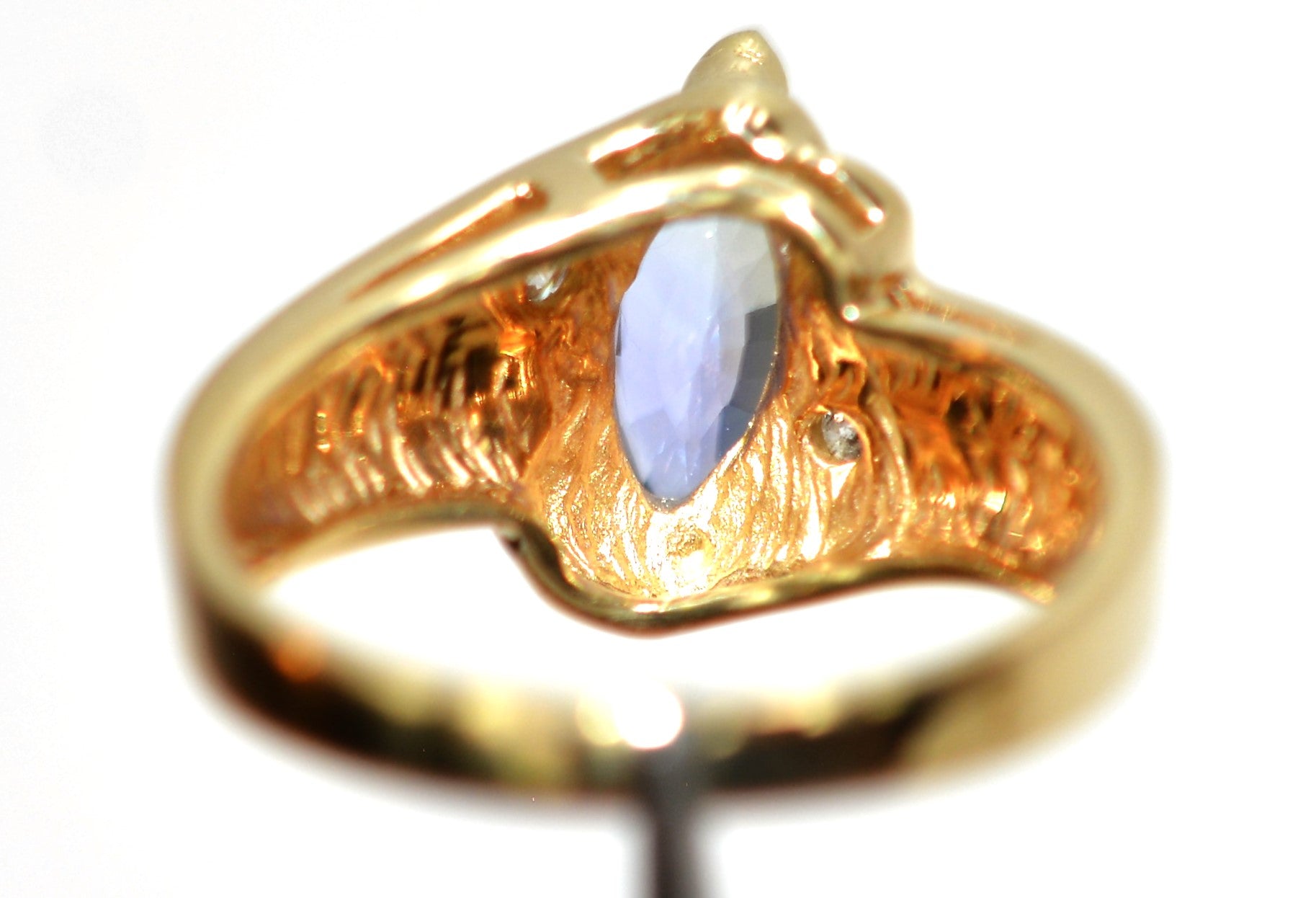 Natural Tanzanite & Diamond Ring 10K Solid Gold 1.34tcw Marquise Ring Gemstone Ring Birthstone Ring Statement Ring Cocktail Ring Estate Ring